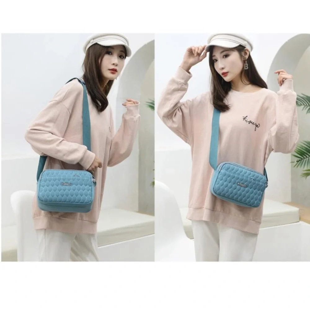 Small Blue Crossbody Bags Quilted Purse Mini Lht Nylon Cell Phone Cross Body